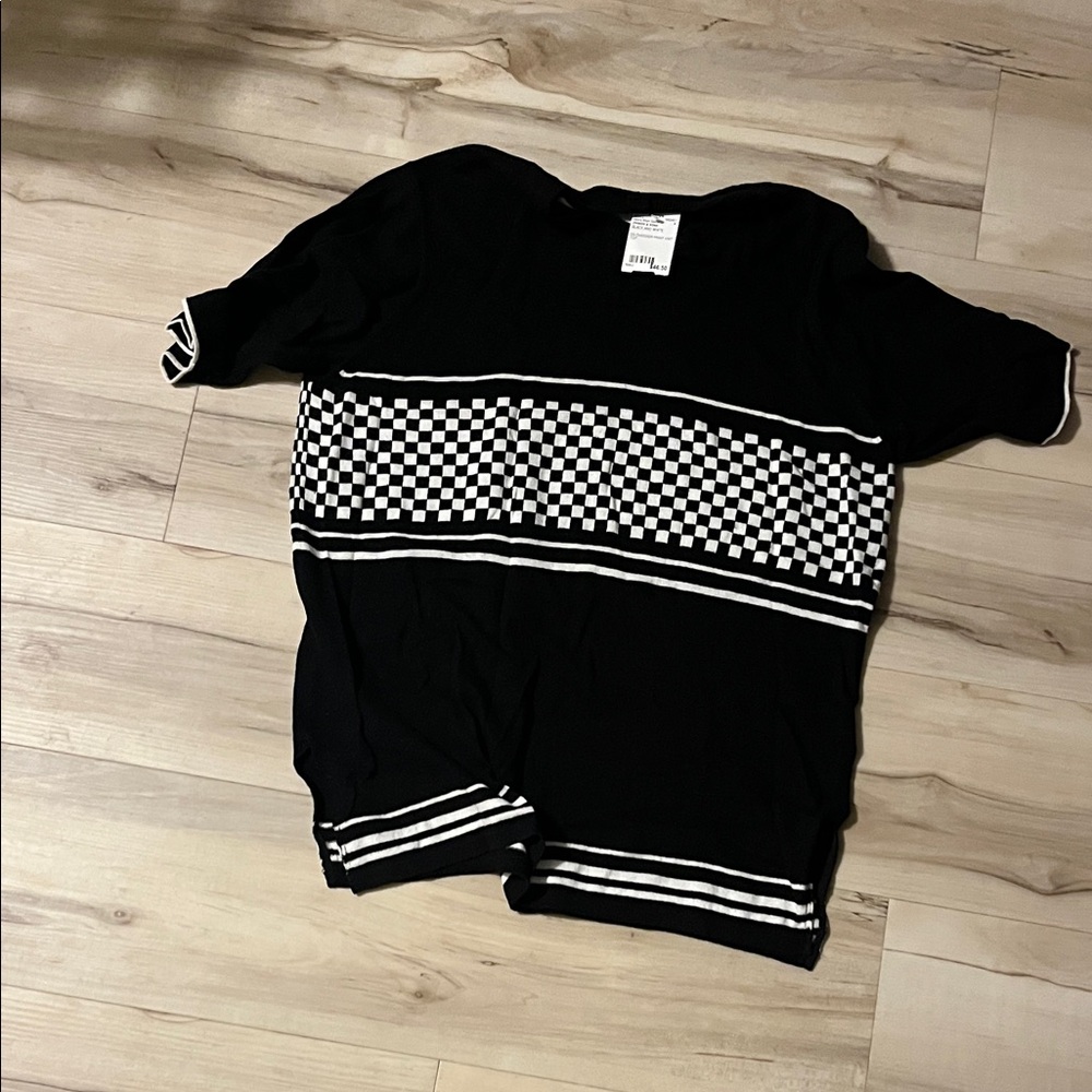 Black and White Checkered Women's Sweater